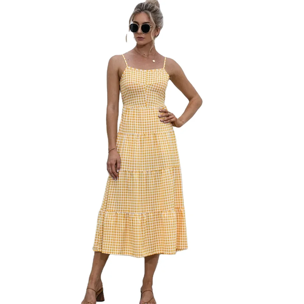 2022  Summer Beach Strap Maxi Dress Women Sexy Sleeveless Backless Ruffles Lace Up Korean Long Party Big Swing Dresses Vestidos