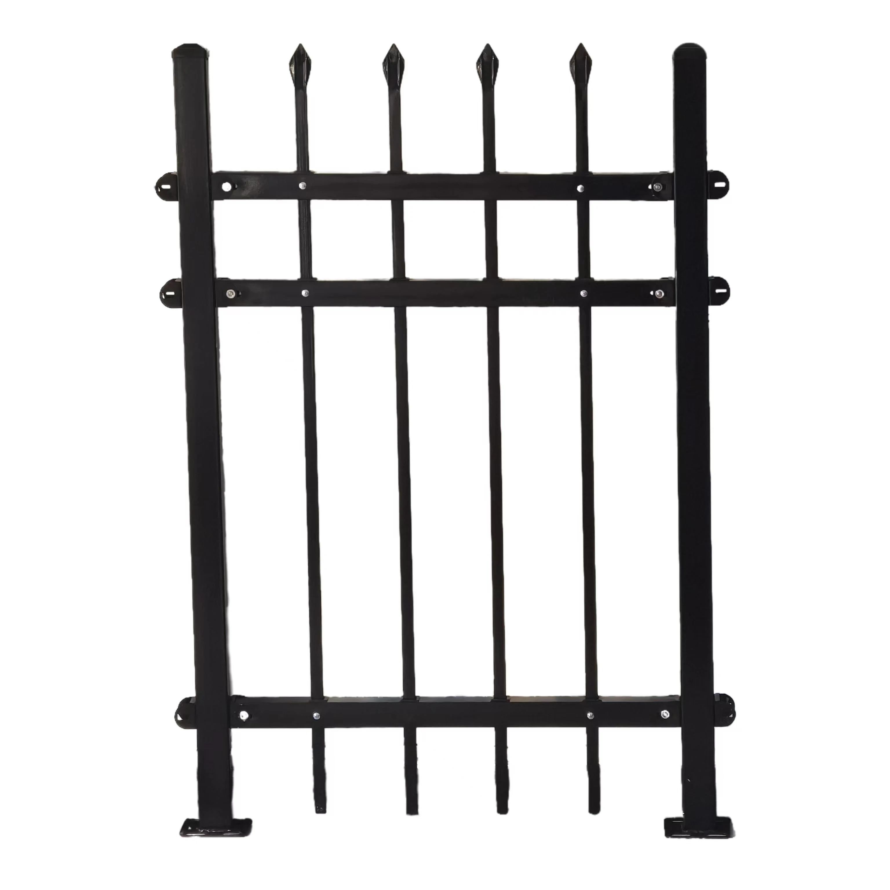 Hot Selling Spear Top Three Rails Steel Fence Commercial Steel Fencing Panel