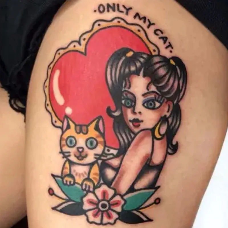 Cartoon tattoo with beautiful girl style anime flower arm tattoo sticker waterproof