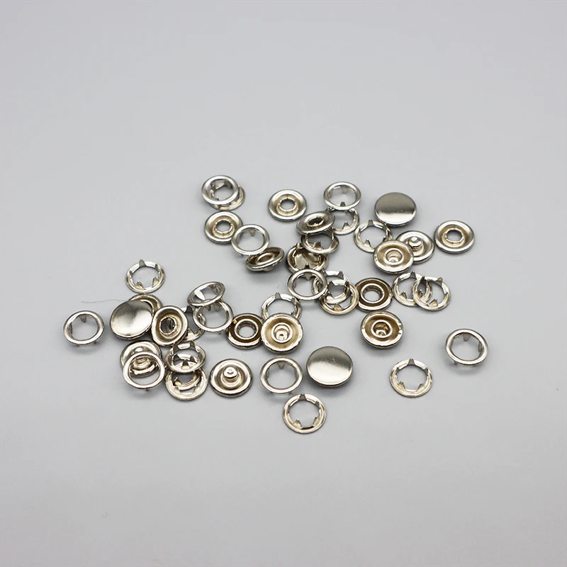 Polished Stainless Steel 10mm Flatback Prong Snap Buttons Decorative for Clothing Leather Shoes Garments