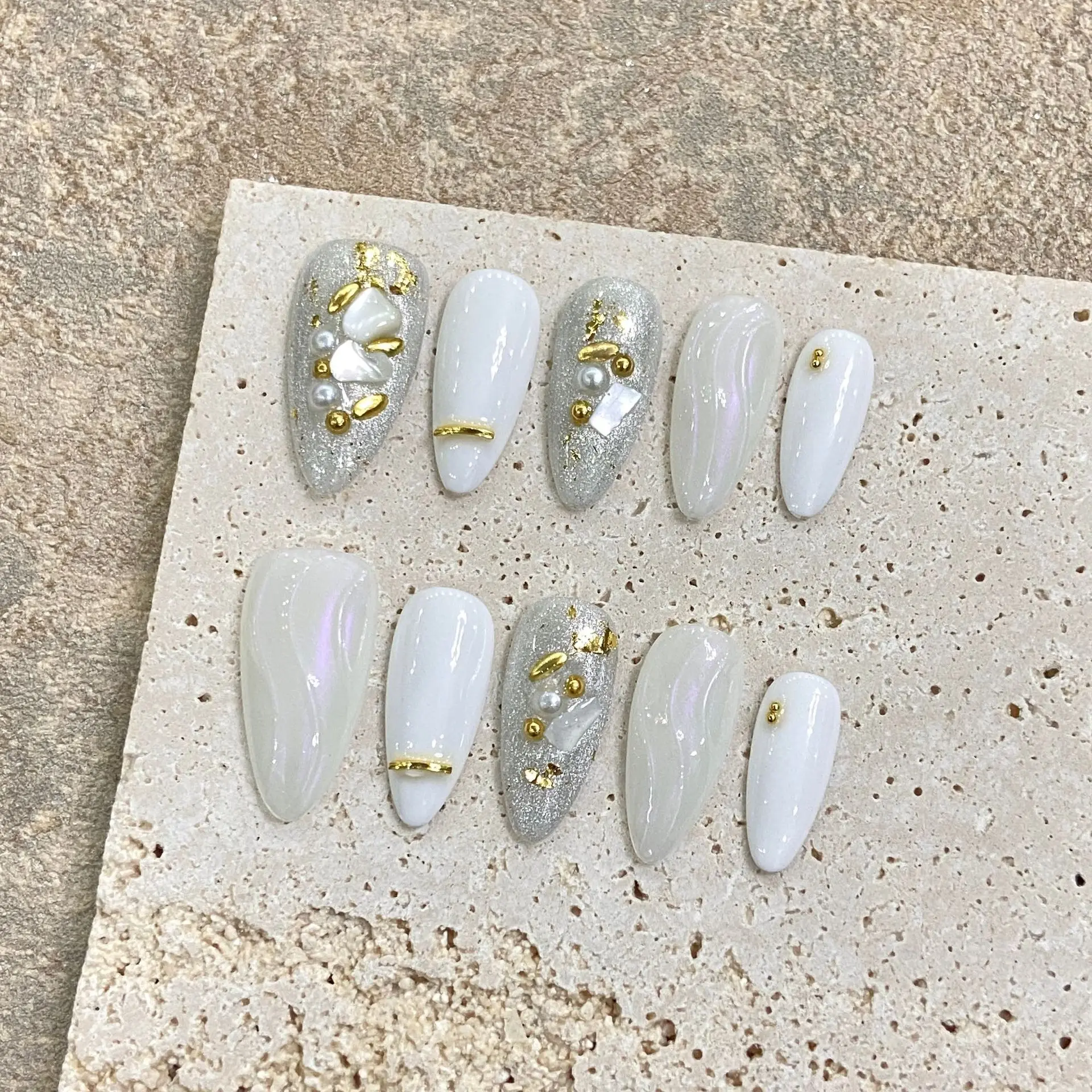Wholesale 10pcs Press on nails French gel nail tips Artificial Nail Free-Design DIY easy for beginner