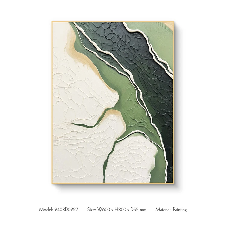 Abstract Oil Painting on Canvas Framed Textured Hanging Artwork Wall Decoration for Project Villa Mock-up