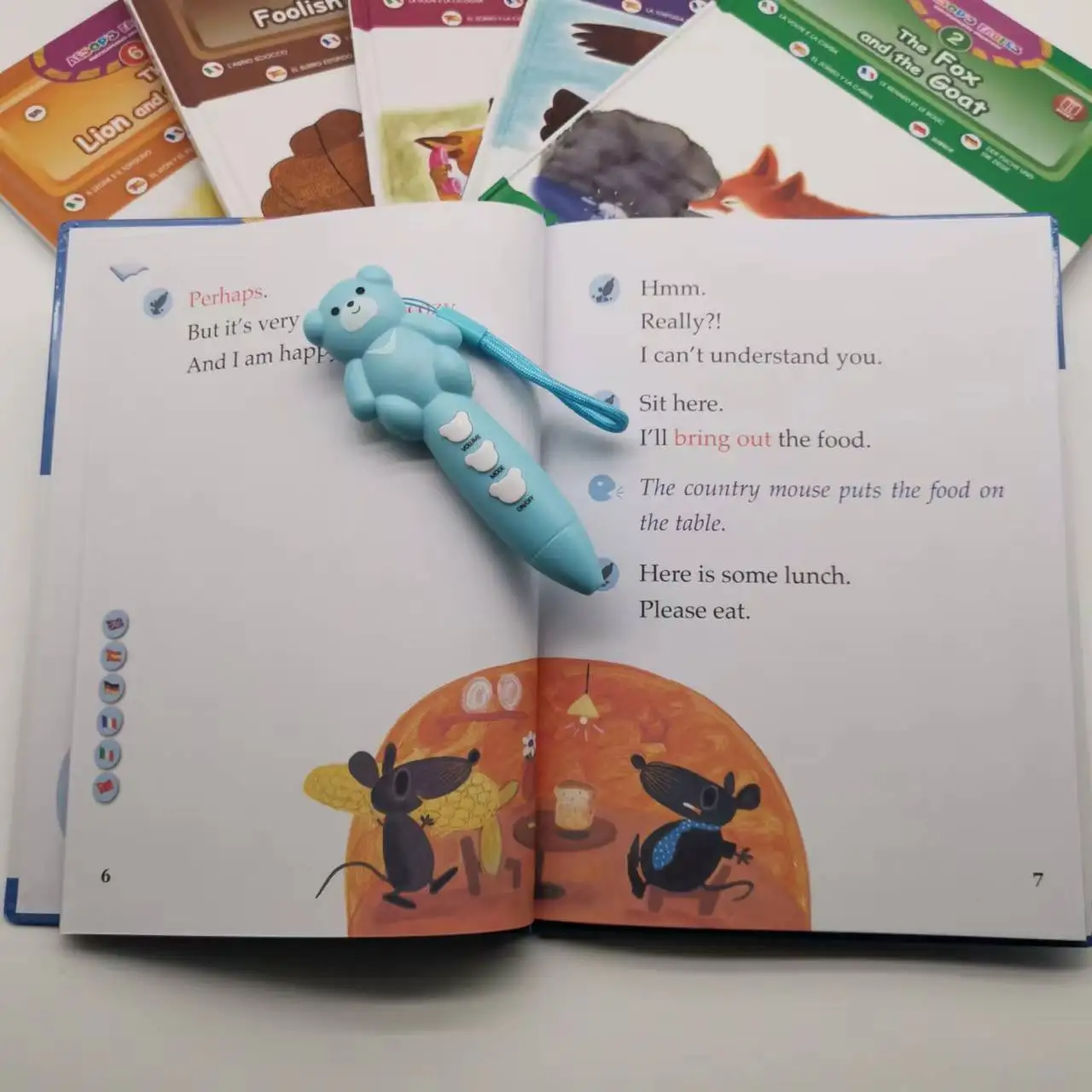 Хорошее качество, детские книги Aesop, говорящая ручка с английским языком, Германия, французский, Испания, итальянская, Китайская Игрушка