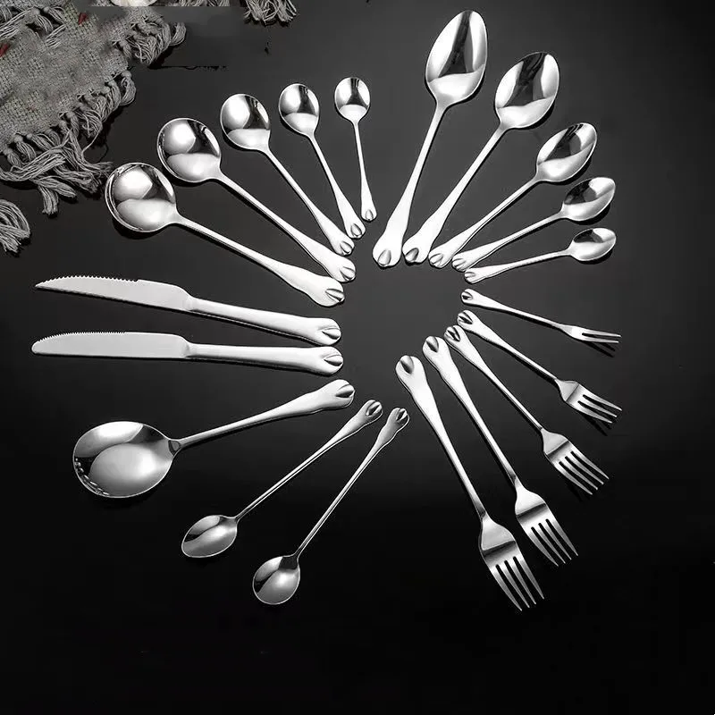 Wholesale silver Gift Dinner Party Metal Stainless Steel Spoon Fork Knife Flatware Dinnerware Silverware Cutlery Set