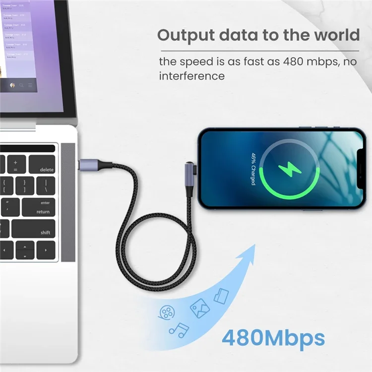 PD USB C Cable PD 20W Fast Charging USB C Charge Cord 90 Degree Right Angle iOS to Type C Data Cable for iPhone 12 Mini Pro Max