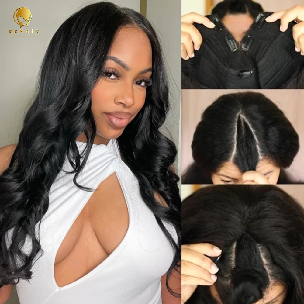 RXHAIR High Quality 34 Inch V Part Wigs Human Hair High Quality V-part Virgin Hair Body Wave Wig