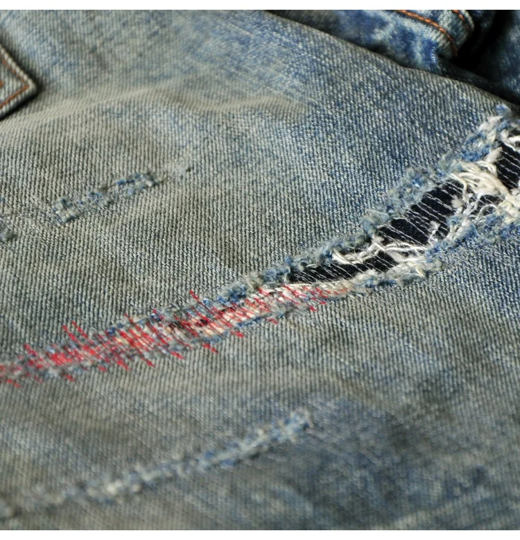 Lotfeel High quality vintage denim brand name designer destroyed jeans pants men stretch selvedge denim jeans