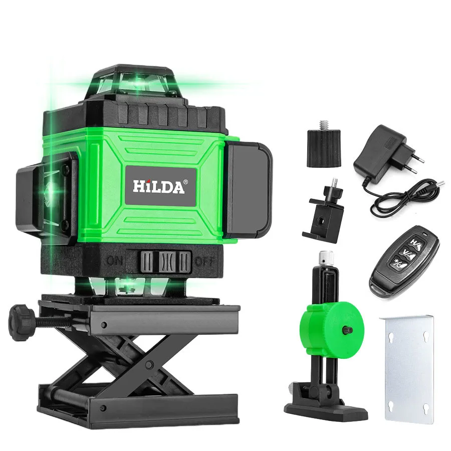 Made in China 16 Line 12 Line Level Laser Level Sticker Wall Meter Green Light Throw Line Meter