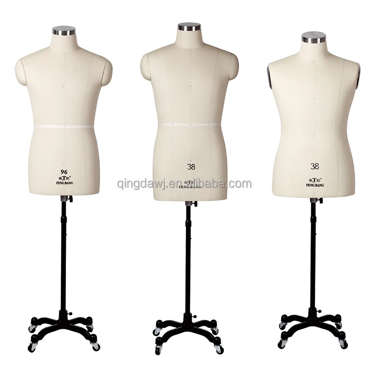 Factory price shop fiber glass fashion dummy men fabric ghost tailoring sewing male dress form adjustable mannequin torso