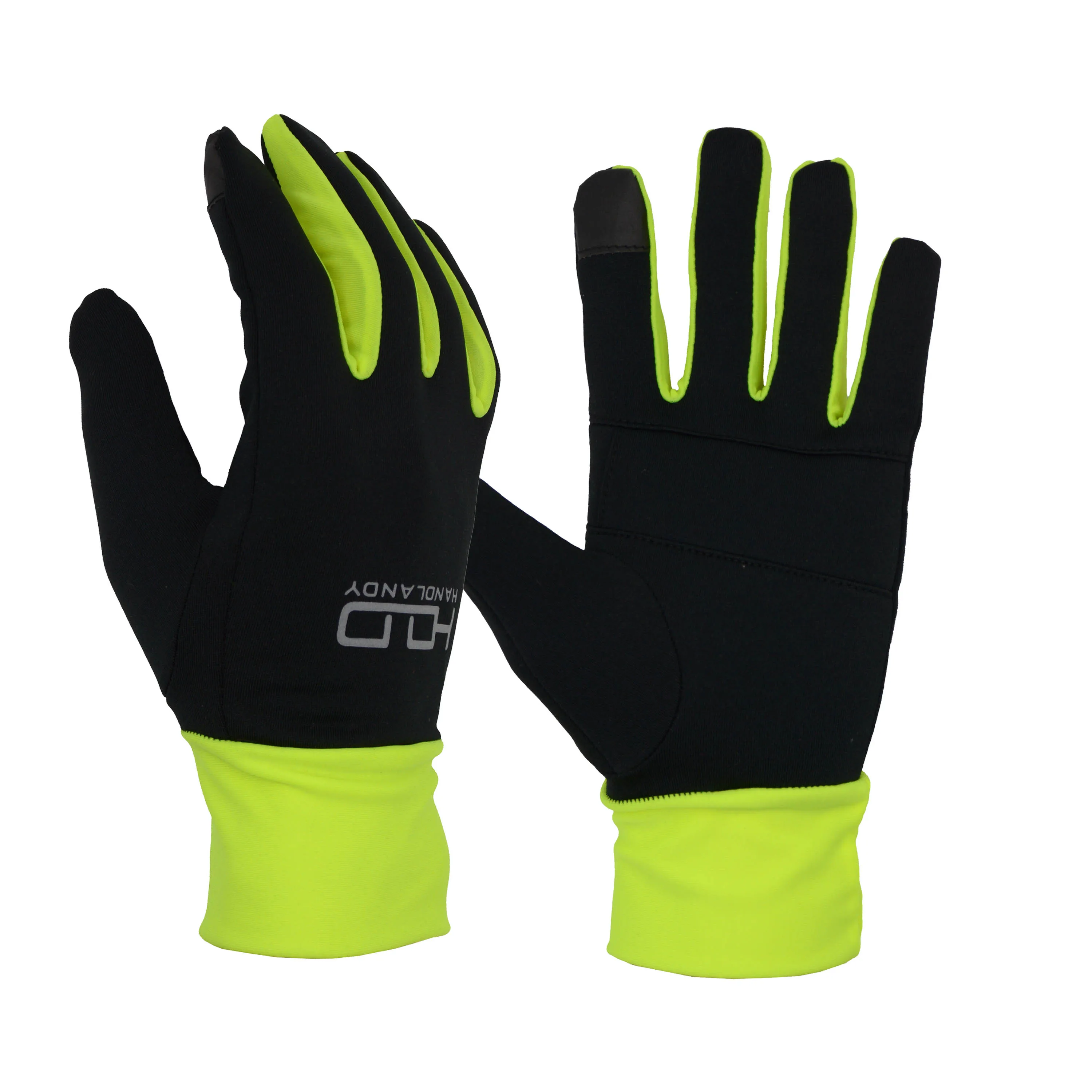 HANDLANDY Hi-vis Green Men Sport Thin Warm Custom Winter Screen Touch Running Gloves Other Sport Gloves