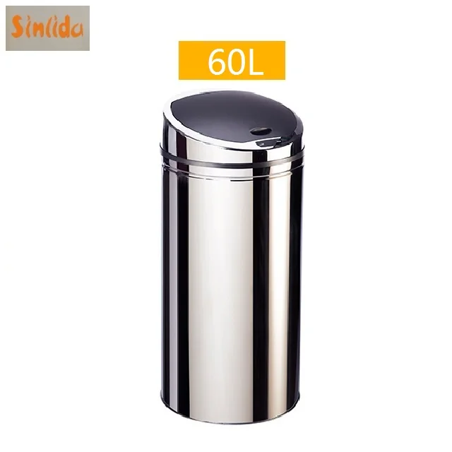Infrared Sensor Dustbin Garbage Bin Trash can Waste bins with half-chromed round top cover