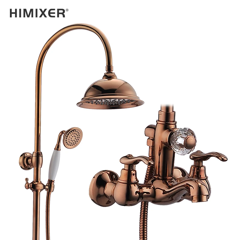 Small MOQ quickly UPC antique brass bath & shower faucets exposed bathroom rose gold shower mixer set