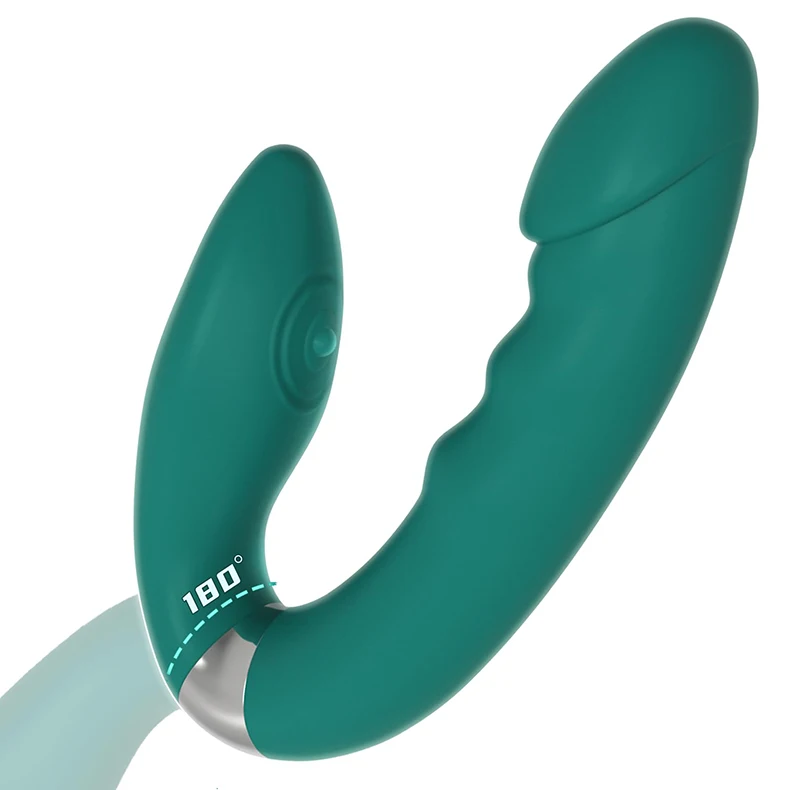 U shape rotating 10 vibration and 3 pulsating model female G spot dildo vibrator removable clit nipple vibrator wand