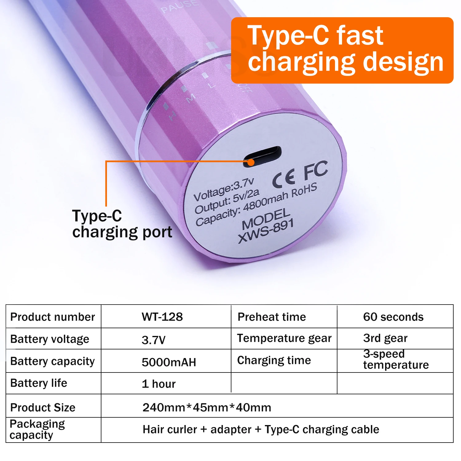 Hot Mini Wireless Rechargeable Portable Electric Spiral Curly Hair Curler Automatic Cordless Hair Curler Curling Iron