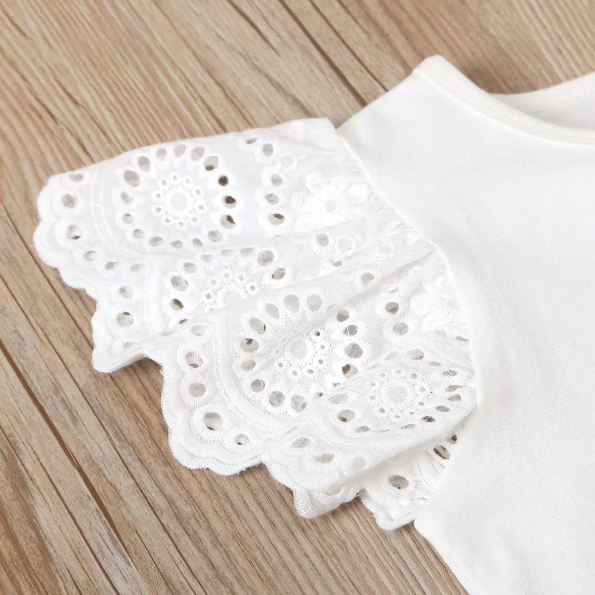 CJS2102 Fashion summer Kids Baby Girls white lace shirt + pink suspender shorts Child Outfits Clothing Set 1-6 years old