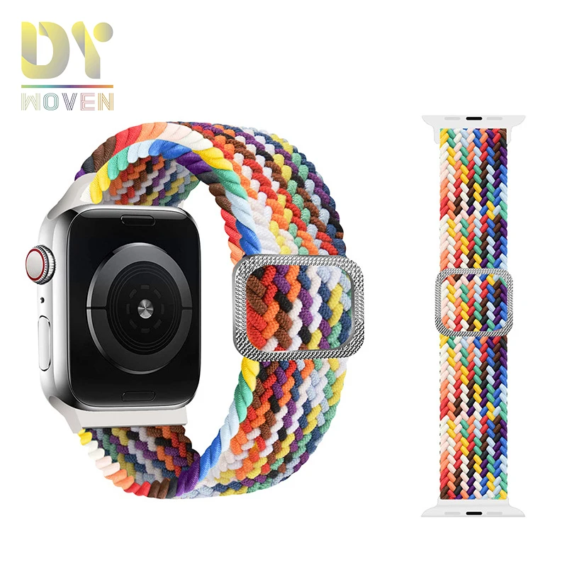 Braided Nylon Watch Strap Adjustable Elastic Watch Band New 38 40 42 44mm for Apple Watch Series 6 5 4 3 2 1 Luxury Fashion Bag