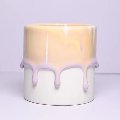Ceramic Flowerpot New Nordic Style Cylindrical Ceramic Flow Glaze Boutique Handmade Flower Pots Green Plants Pot
