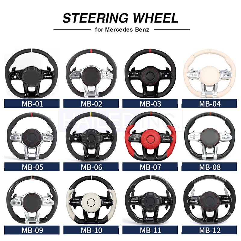 HAILED With Piano Black Trim Full Leather Steering Wheel for Mercedes Benz W211 W169 W177 W221 GLS X167 GLA45 X156 GLE AMG GT