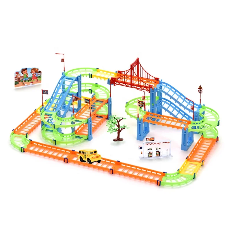 Electric diy self-building blocks rail  Car toys bricks wholesales