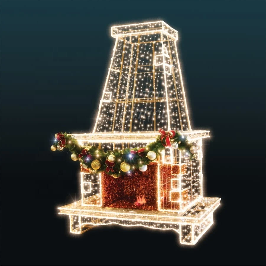 Christmas Fireplace decorations giant outdoor christmas motif lights