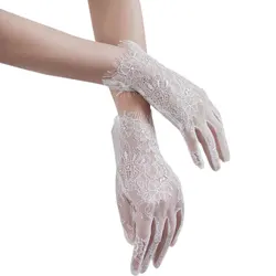 WG062 Exquisite Wedding Bridal Short White Gloves Tulle Lace Finger Wrist Brides Bridesmaid Gloves Women Marriage Accessories