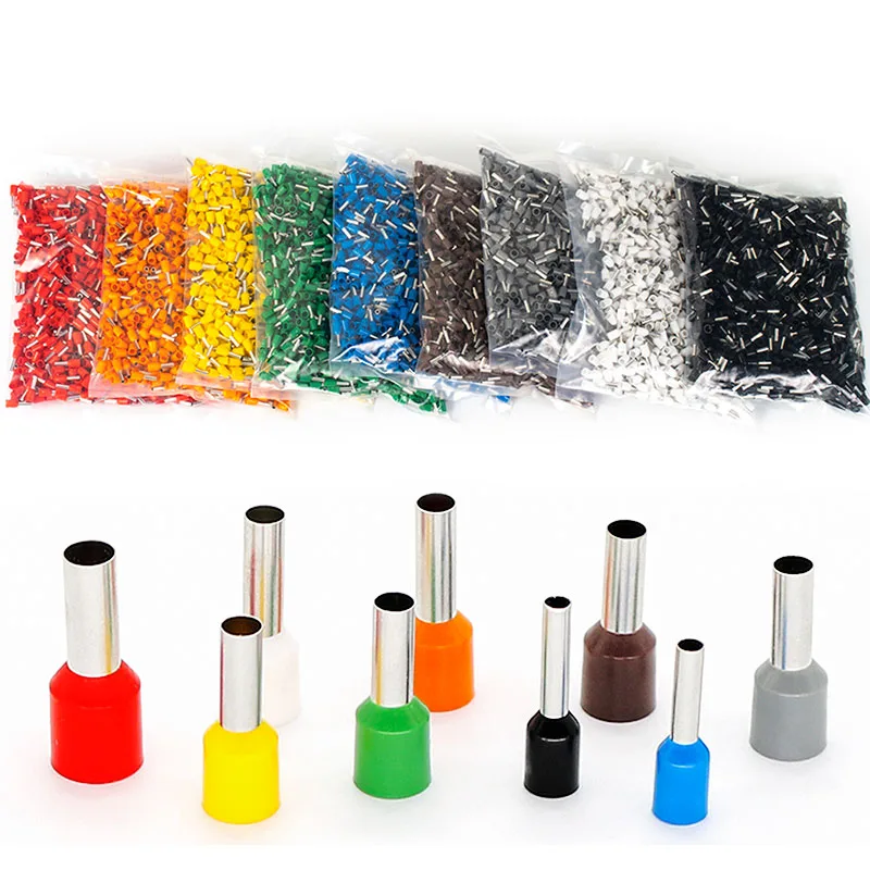 E0508 E1008 E1508 E7508 E2508 E4009 E6012 Tubular Insulated Wire Connector ferrules Terminal Cable Crimp Cable Sleeve for 0.5-6m