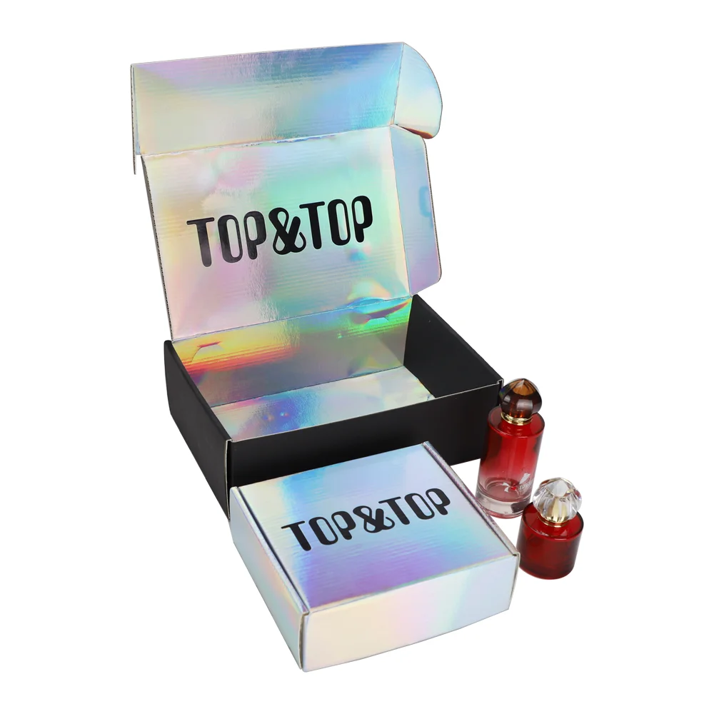 OEM Unique Holographic Mailer Box Die Cut Cardboard  Mailing Box Shipping Hard Corrugated Paper Boxes