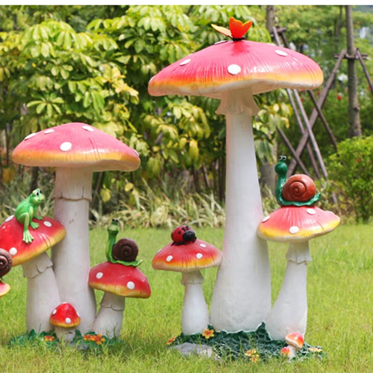 Outdoor garden simulation plant mushroom FRP resin sculpture