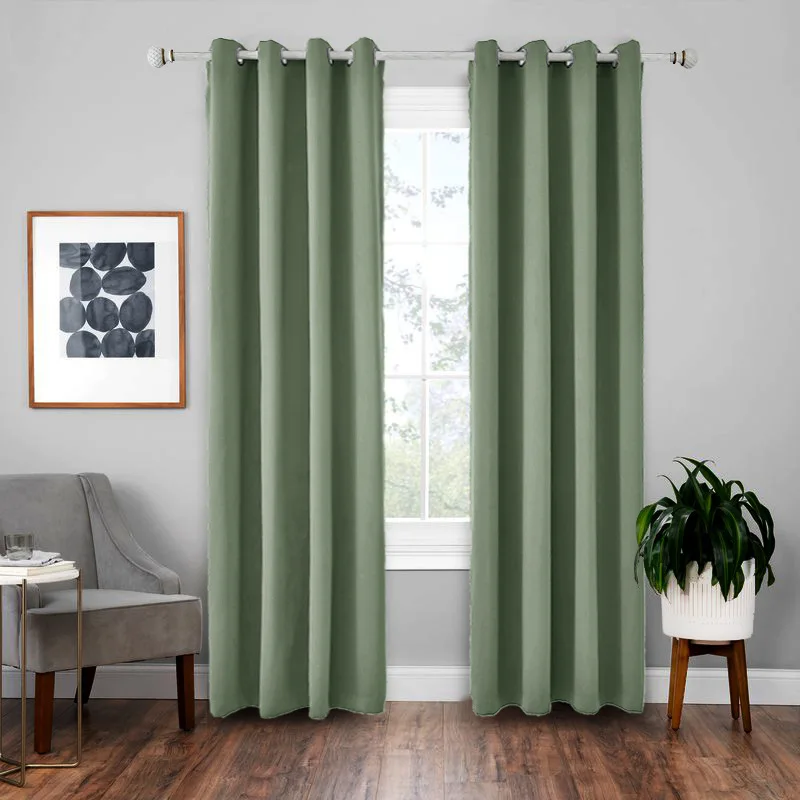 Amazon hot sale blackout solid color ready made curtains for the living room