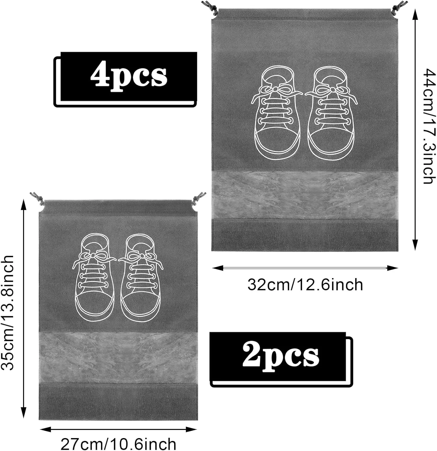 Custom logo print portable drawstring non woven travel shoes storage pouch dust bag for shoes