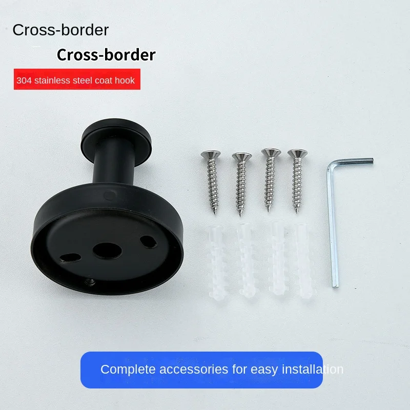 Oem/ ODM Bathroom Factory frosted black towel hook Stainless steel rust resistant bathroom towel single coat hook