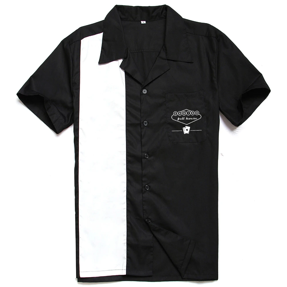 stock ready to ship casual black white panel heavy cotton work shirts uniform urban clothes