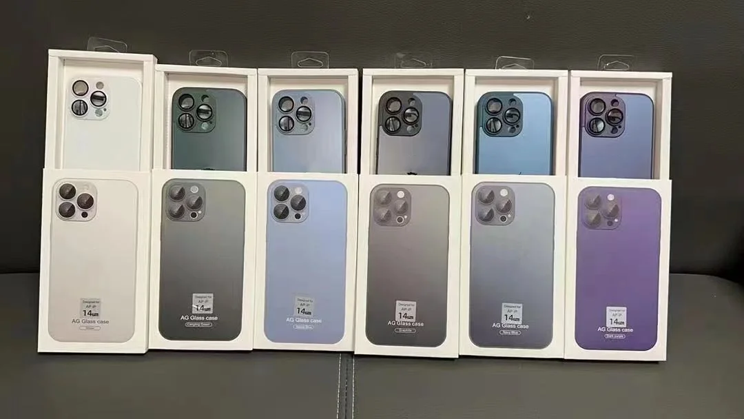 Luxury AG Glass Frosted Case for iphone 11 12 13 14 pro max AG Frosted Glass Case with Full Camera Lens Protection