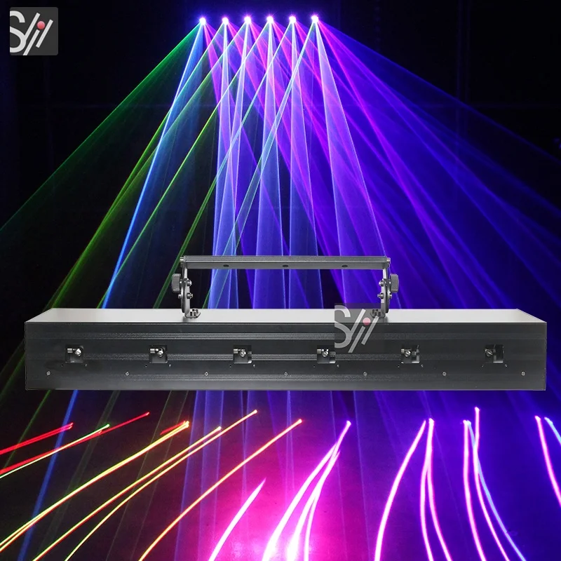 DJ освещение 6*2 Вт лазерные огни мощные шесть головок 12 RGB Полноцветный анимационный лазерный свет Свадебная Клубная вечеринка