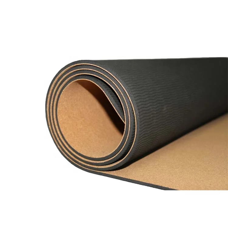 Aonfit supplier china eco friendly yoga natural fitness double layer cork wood yoga mat 5mm mat cork yoga no slip