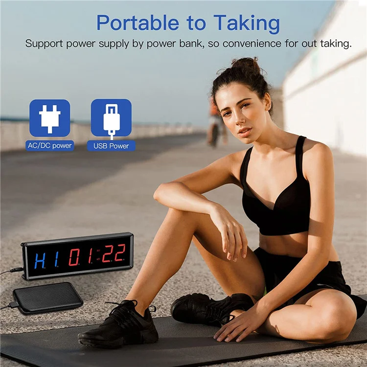 Digital Gym Wall Clock Remote Control Gym Led Interval Fitness Countdown Timer Home With Magnet For Exercise