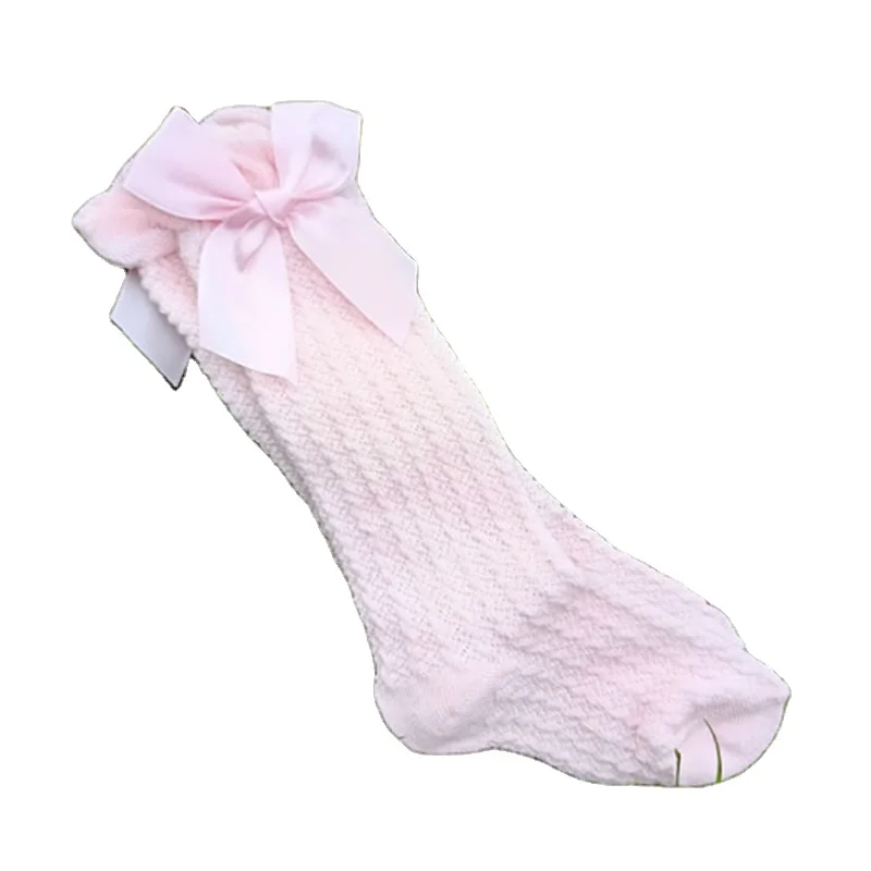2021 Children Sock Transfer Pure Color Mesh Stockings Hosiery For Hot Style Baby Bowknet Knee High Sock Princess Mesh Socks