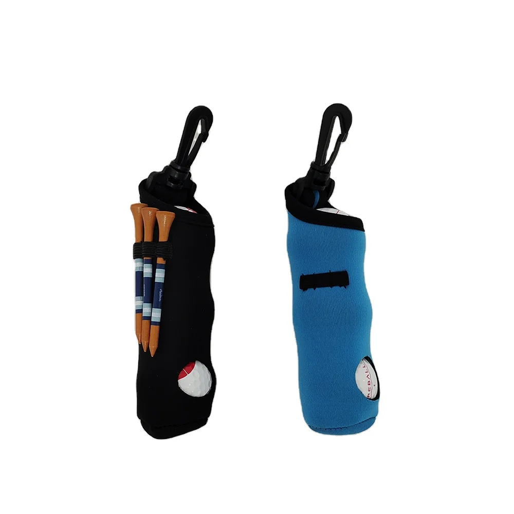 Custom Portable Washer Golf Ball Pouch with Tee Holder Neoprene Golf Accessories Bag Clip