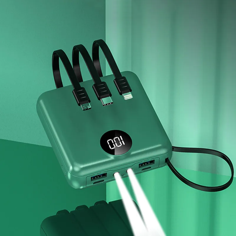 Top Selling 2022 custom logo External Battery USB Power Station 10000mAh 2A Portable Mobile Phone Charger with cable Power Banks