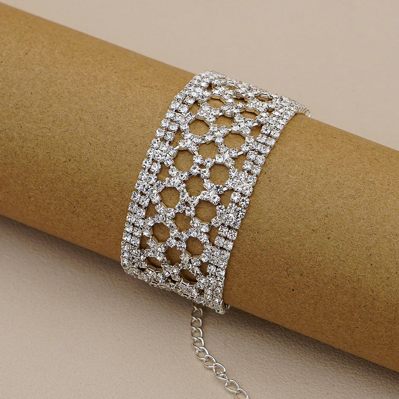 Hoyon  3cm  Diamond minimalist rhinestone crystal bracelet Wedding Bridal Crystal Bracelet Wholesale