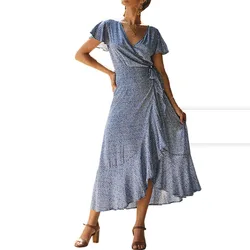 Latest Fashion Summer Women Dress Ladies Print Casual Style Fashion Office Clothing  Beach Sleeveless Dress