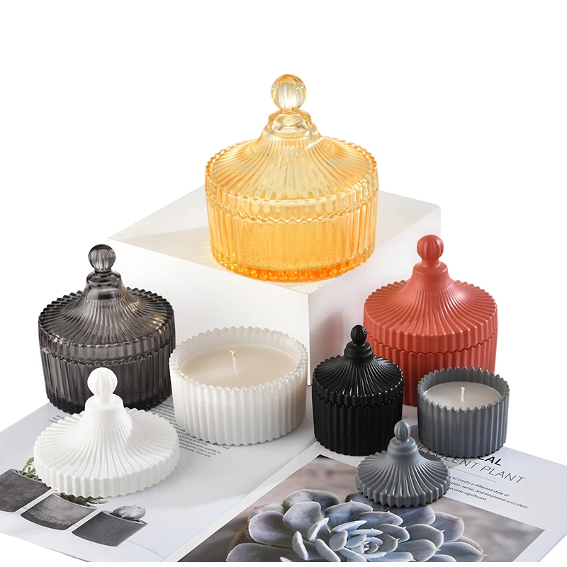 Hot sale exquisite black Mongolian Shape glass candle holder for home decoration with Ger glass lid
