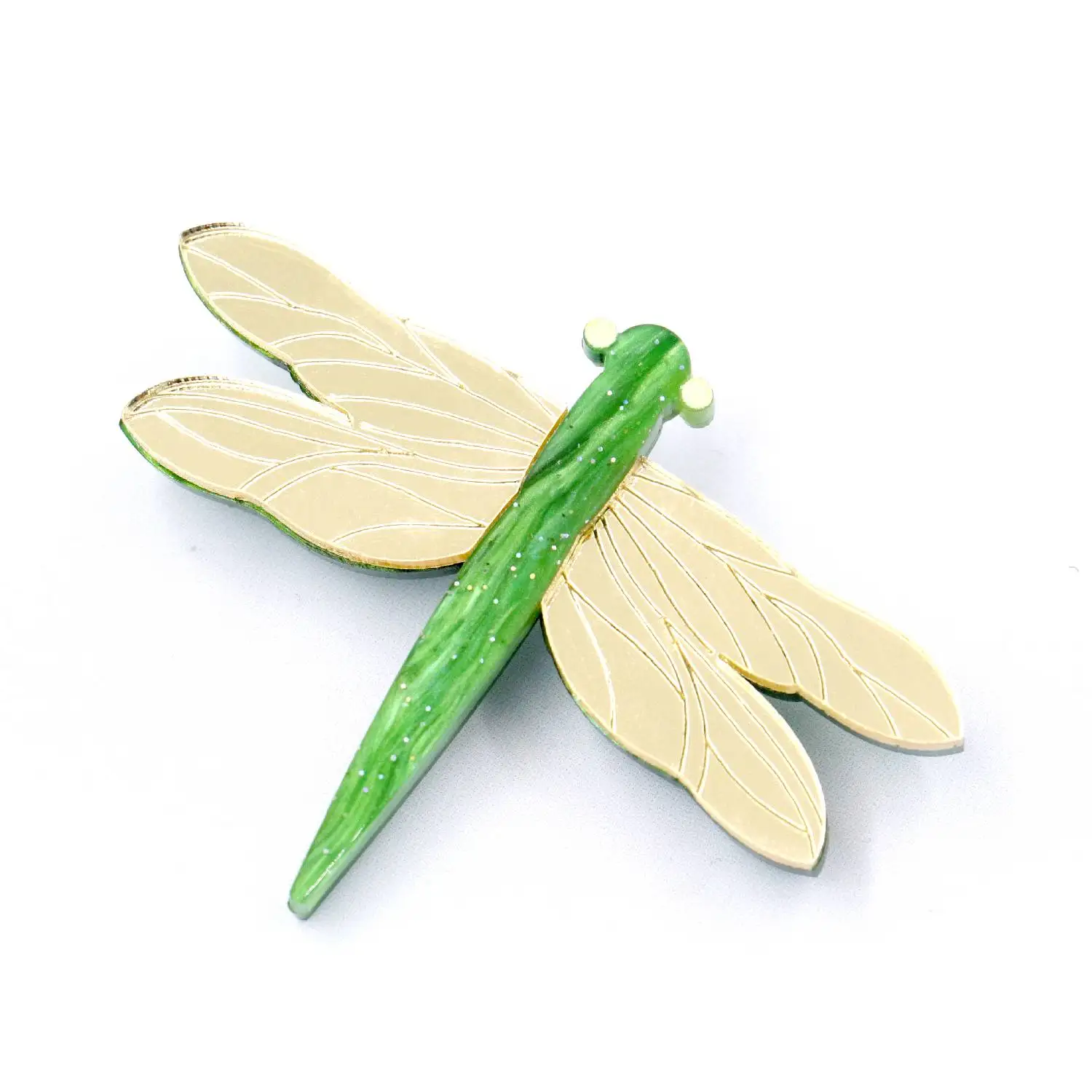 ZSHBH1091 Unisex Dragonfly Acrylic Printing Laser Cutting Brooch Synthetic Animal Jewelry for Carving