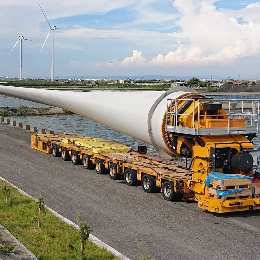Telescopic Windmill Blade Equipment Flatbed Wind Turbine Blades Truck Trailer with Adapter