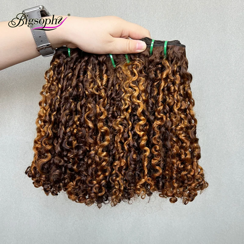 Popular Style Cut From Single Donor With Cuticle Aligned Virgin Hair Bundles Human Hair Funmi SDD Pixie Curl Piano Color