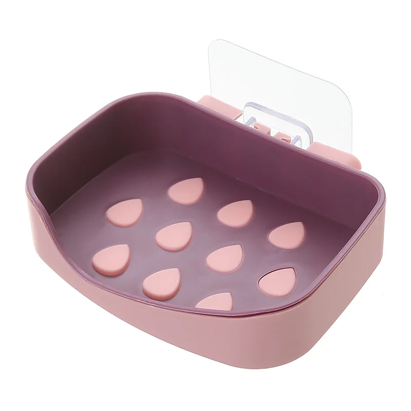 
Powerful Seamless Paste Drain Soap Box Creative Double-Layer Non-handy Bathroom Shelf Suction Wall Soap Box 
