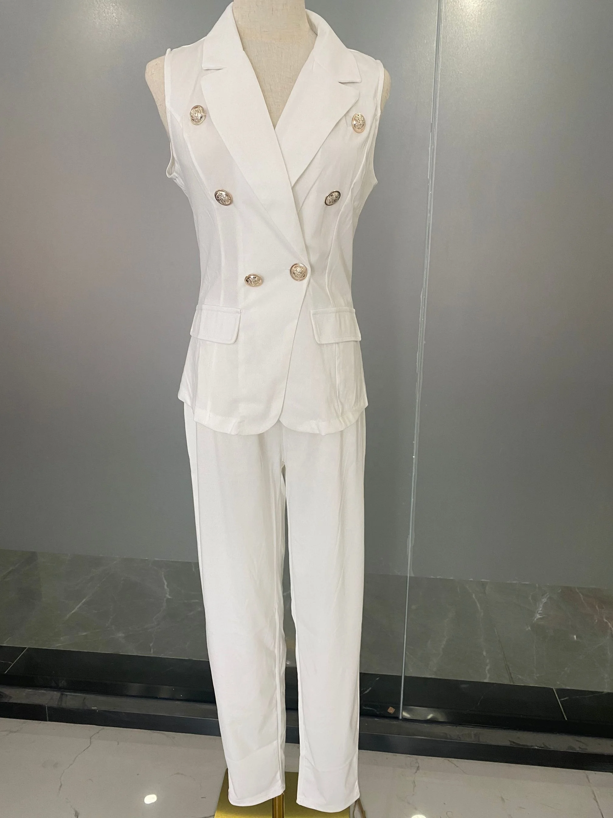 Женский офисный костюм из двух предметов, жилет и брюки в европейском и американском стиле