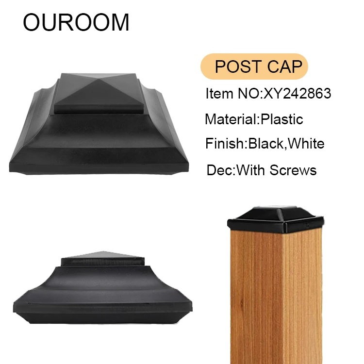 Fence Post Caps Outdoor Decorative Deck Post Caps Cover PP Plastic Water-Proof UV-Proof for Wood Fence
