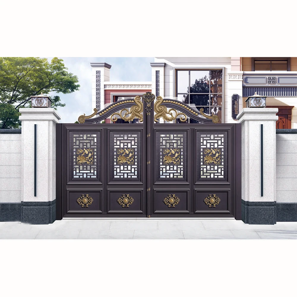 Luxury Houses Main Gate for Courtyard Villa Doors Metal Sun Proof Waterproof Fencing Aluminum Gates