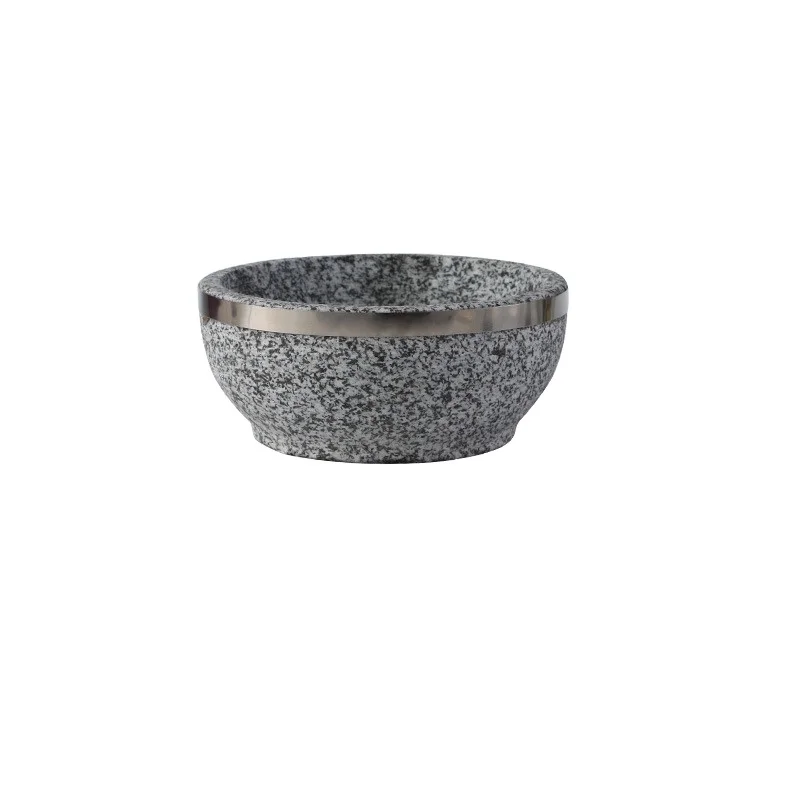 Миска из корейского смешанного риса Bibimbap миски гранита и камня с деревянным трифатом